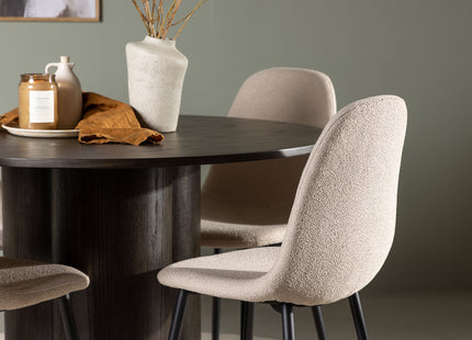 Venture Home Olivia & Polar Runda Matbord ⌀110 Mocca + Matstolar 2-pack Beige