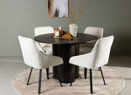 Venture Home Olivia & Rosie Runda Matbord ⌀110 Mocca + Matstolar 2-pack Beige