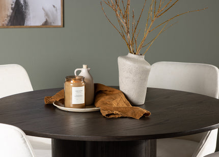 Venture Home Olivia & Rosie Runda Matbord ⌀110 Mocca + Matstolar 2-pack Beige