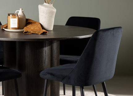 Venture Home Olivia & Night Runda Matbord ⌀110 Mocca + Matstolar 2-pack Svart