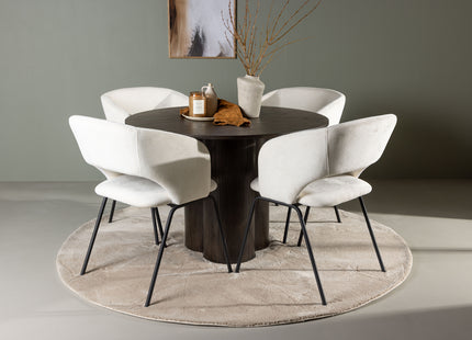 Venture Home Olivia & Day Runda Matbord ⌀110 Mocca + Matstolar 2-pack Offwhite