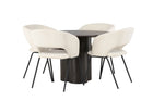 Venture Home Olivia & Day Runda Matbord ⌀110 Mocca + Matstolar 2-pack Offwhite