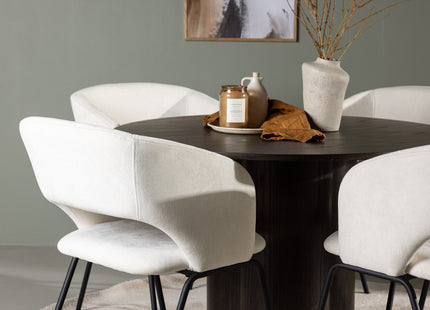 Venture Home Olivia & Day Runda Matbord ⌀110 Mocca + Matstolar 2-pack Offwhite