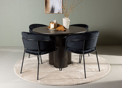 Venture Home Olivia & Selma Runda Matbord ⌀110 Mocca + Matstolar 2-pack Svart