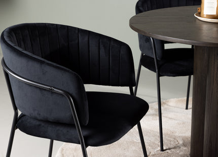 Venture Home Olivia & Selma Runda Matbord ⌀110 Mocca + Matstolar 2-pack Svart