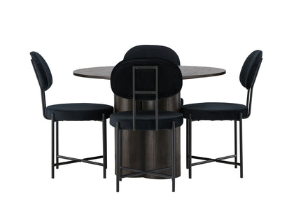 Venture Home Olivia & Stella Runda Matbord ⌀110 Mocca + Matstolar 2-pack Svart