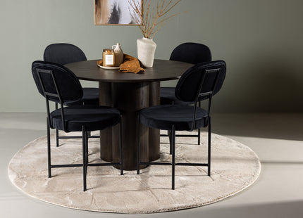 Venture Home Olivia & Stella Runda Matbord ⌀110 Mocca + Matstolar 2-pack Svart