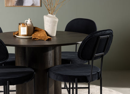 Venture Home Olivia & Stella Runda Matbord ⌀110 Mocca + Matstolar 2-pack Svart