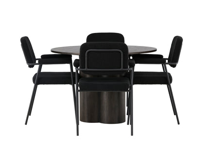 Venture Home Olivia & Yesterday Runda Matbord ⌀110 Mocca + Matstolar 2-pack Svart