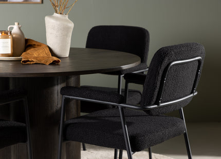 Venture Home Olivia & Yesterday Runda Matbord ⌀110 Mocca + Matstolar 2-pack Svart