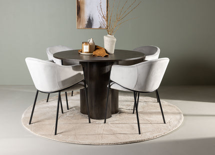 Venture Home Olivia & Evelina Runda Matbord ⌀110 Mocca + Matstolar 2-pack Grå