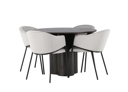 Venture Home Olivia & Evelina Runda Matbord ⌀110 Mocca + Matstolar 2-pack Grå