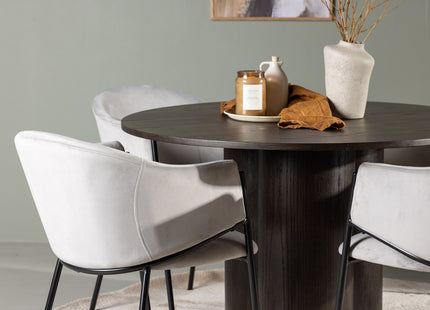 Venture Home Olivia & Evelina Runda Matbord ⌀110 Mocca + Matstolar 2-pack Grå