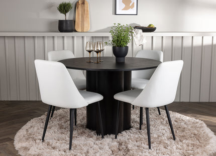 Venture Home Olivia & Night Runda Matbord ⌀110 Svart + Matstolar 2-pack Vit