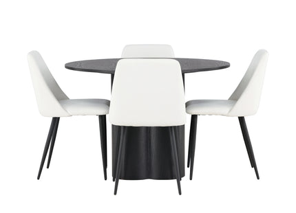 Venture Home Olivia & Night Runda Matbord ⌀110 Svart + Matstolar 2-pack Vit