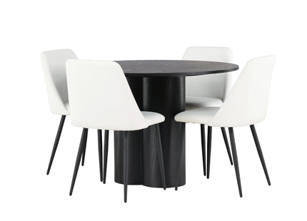 Venture Home Olivia & Night Runda Matbord ⌀110 Svart + Matstolar 2-pack Vit