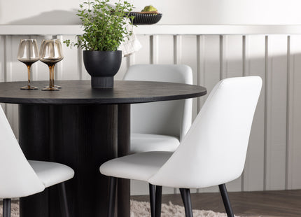 Venture Home Olivia & Night Runda Matbord ⌀110 Svart + Matstolar 2-pack Vit