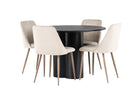 Venture Home Olivia & Night Runda Matbord ⌀110 Svart + Matstolar 2-pack Beige