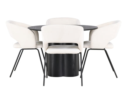 Venture Home Olivia & Day Runda Matbord ⌀110 Svart + Matstolar 2-pack Offwhite