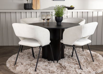 Venture Home Olivia & Day Runda Matbord ⌀110 Svart + Matstolar 2-pack Offwhite