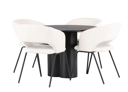 Venture Home Olivia & Day Runda Matbord ⌀110 Svart + Matstolar 2-pack Offwhite