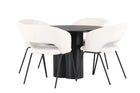 Venture Home Olivia & Day Runda Matbord ⌀110 Svart + Matstolar 2-pack Offwhite