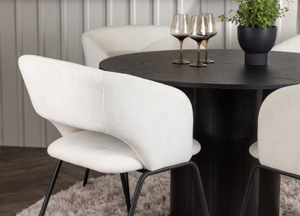 Venture Home Olivia & Day Runda Matbord ⌀110 Svart + Matstolar 2-pack Offwhite