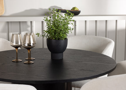 Venture Home Olivia & Day Runda Matbord ⌀110 Svart + Matstolar 2-pack Offwhite