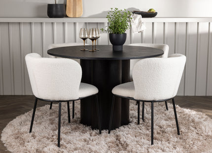 Venture Home Olivia & Edina Runda Matbord ⌀110 Svart + Matstolar 2-pack Vit