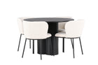 Venture Home Olivia & Edina Runda Matbord ⌀110 Svart + Matstolar 2-pack Vit