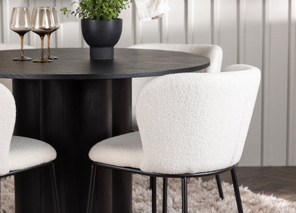 Venture Home Olivia & Edina Runda Matbord ⌀110 Svart + Matstolar 2-pack Vit