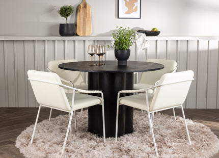 Venture Home Olivia & Tvist Runda Matbord ⌀110 Svart + Matstolar 2-pack Beige