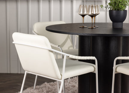 Venture Home Olivia & Tvist Runda Matbord ⌀110 Svart + Matstolar 2-pack Beige