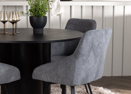 Venture Home Olivia & Rosie Runda Matbord ⌀110 Svart + Matstolar 2-pack Grå