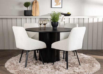 Venture Home Olivia & Rosie Runda Matbord ⌀110 Svart + Matstolar 2-pack Beige
