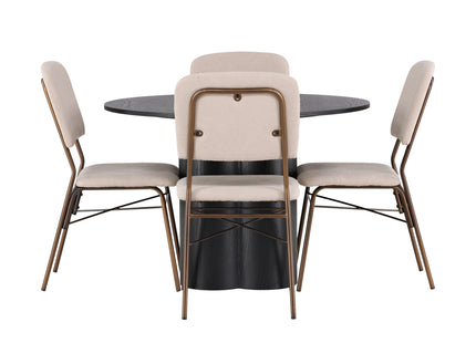 Venture Home Olivia & Seda Runda Matbord ⌀110 Svart + Matstolar 2-pack Beige