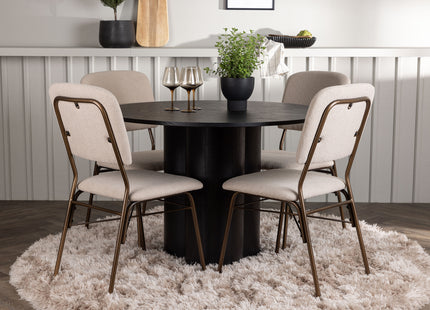Venture Home Olivia & Seda Runda Matbord ⌀110 Svart + Matstolar 2-pack Beige