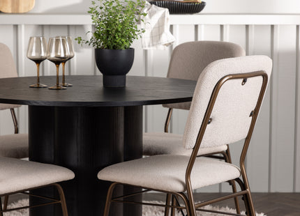 Venture Home Olivia & Seda Runda Matbord ⌀110 Svart + Matstolar 2-pack Beige