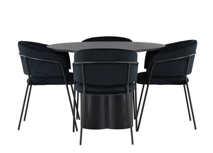 Venture Home Olivia & Selma Runda Matbord ⌀110 Svart + Matstolar 2-pack Svart
