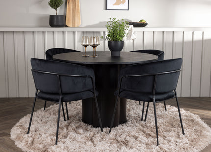 Venture Home Olivia & Selma Runda Matbord ⌀110 Svart + Matstolar 2-pack Svart