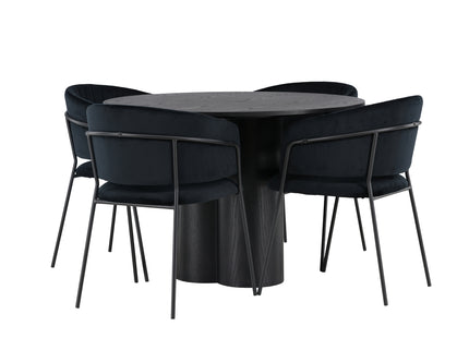Venture Home Olivia & Selma Runda Matbord ⌀110 Svart + Matstolar 2-pack Svart
