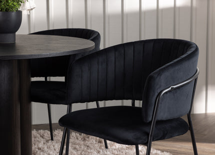 Venture Home Olivia & Selma Runda Matbord ⌀110 Svart + Matstolar 2-pack Svart
