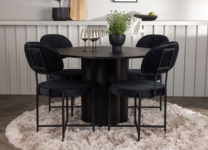Venture Home Olivia & Stella Runda Matbord ⌀110 Svart + Matstolar 2-pack Svart