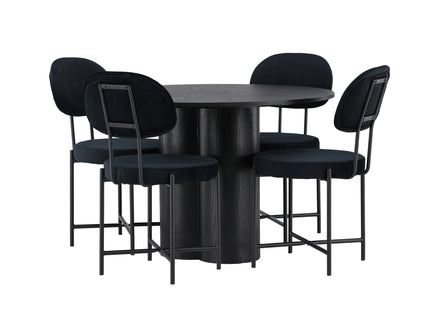 Venture Home Olivia & Stella Runda Matbord ⌀110 Svart + Matstolar 2-pack Svart