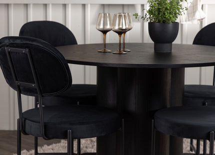 Venture Home Olivia & Stella Runda Matbord ⌀110 Svart + Matstolar 2-pack Svart