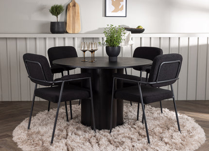Venture Home Olivia & Yesterday Runda Matbord ⌀110 Svart + Matstolar 2-pack Svart