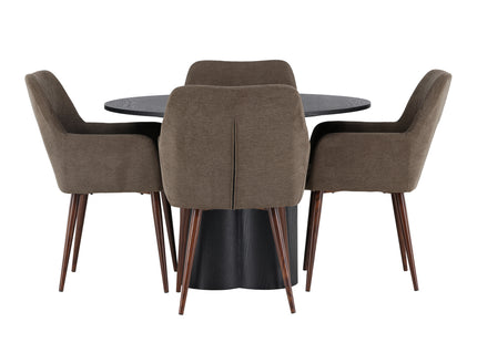 Venture Home Olivia & Tomorrow Runda Matbord ⌀110 Svart + Matstolar 2-pack Brun