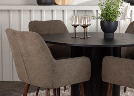 Venture Home Olivia & Tomorrow Runda Matbord ⌀110 Svart + Matstolar 2-pack Brun