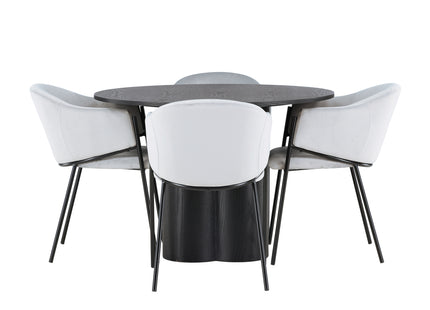 Venture Home Olivia & Evelina Runda Matbord ⌀110 Svart + Matstolar 2-pack Grå