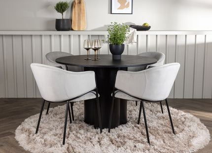 Venture Home Olivia & Evelina Runda Matbord ⌀110 Svart + Matstolar 2-pack Grå